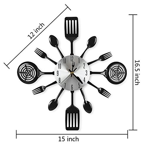 CIGERA 16 Inch Large Kitchen Wall Clocks with Spoons and Forks,Great