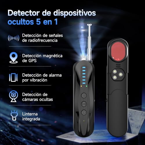 sunvito Hidden Camera Detector, 5 in 1 Anti-Spy RF Signal Scanner and GPS Tracker Detector, Portable Hidden Device Detector for Travel.