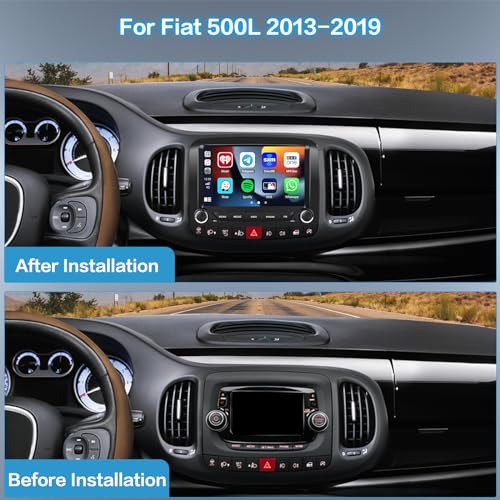Inefala 2G+64G for Fiat 500L 2013-2017 Android 15 Car Radio with Wireless Carplay and Android Car, Bluetooth Car Stereo with 7 Inch HD Touchscreen with WiFi GPS FM/RDS MIC + Rear Camera