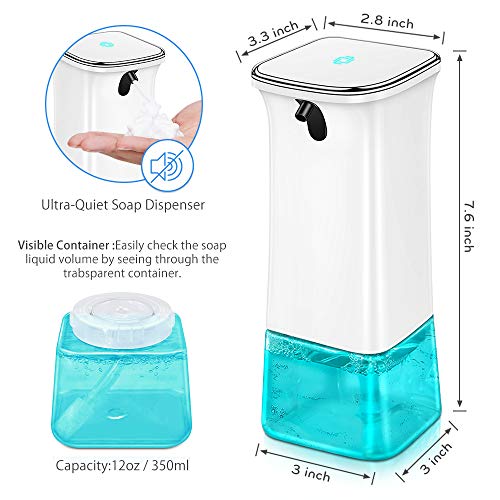 VEEAPE Hand Sanitizer Soap Dispenser, 12 oz Automatic Hand Soap Dispenser Touchless Battery Operated Electric Sensor Foaming Pump Dispenser