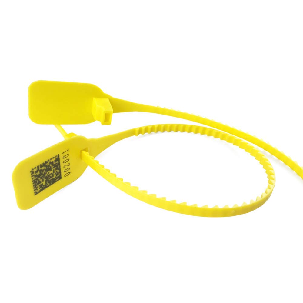 SECURITY TAGS NUMBERED PULL TIES SECURE ANTI-TAMPER SEALS(100 X YELLOW)