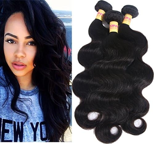 Connie Hair Malaysian Hair 3 Bundles Body Wave Unprocessed Malaysian Hair Weave Human Hair Bundles Natural Color Tangle-free (18Inch 20Inch 22Inch)