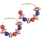 Glitter Football Hoop Earrings for Women Funny 3D Rugby Ball Sports Hoop Circle Earrings Football Game Day Sports Fans Jewelry Gifts