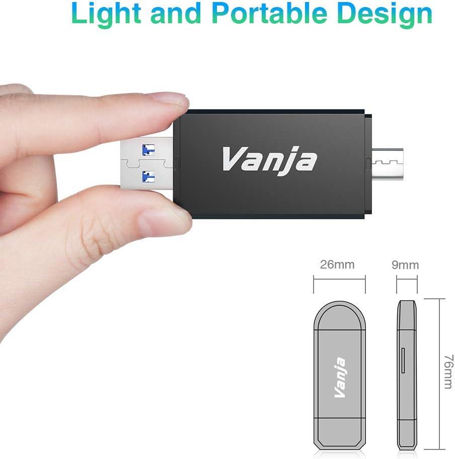 Vanja USB Type C SD Card Reader, USB 3.0 Micro SD Card Reader OTG Adapter for TF, SD, Micro SD, SDXC, SDHC, MMC, RS-MMC, Micro SDXC, Micro SDHC, UHS-I for Mac, Windows, Linux, PC, Laptop: Computers & Accessories