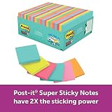 Post-it Super Sticky Notes, 2x Sticking Power, 3" x 3", Miami Collection, 48 Pads per Pack, 70 Sheets per Pad (654-48SSMIA-CP)