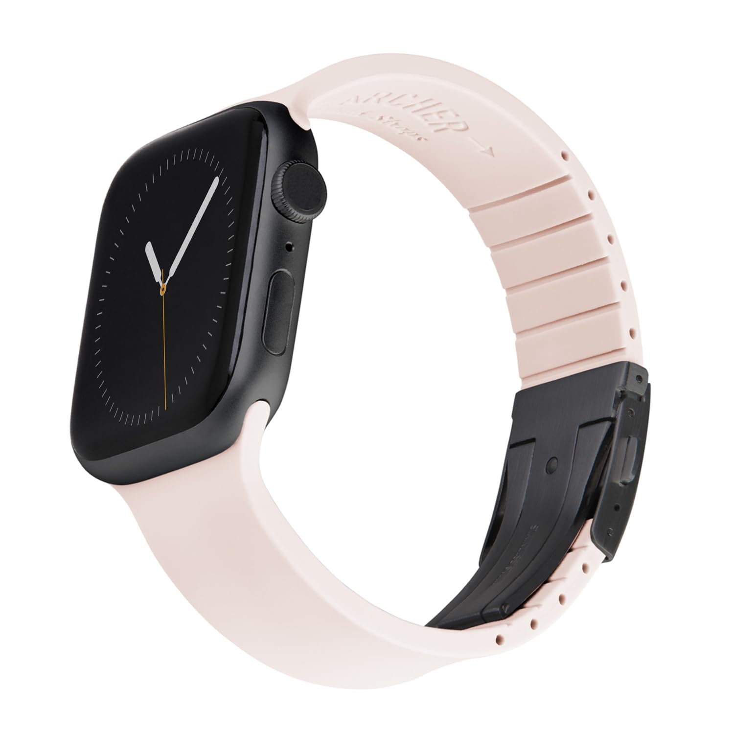 Archer Watch Straps - Custom Fit Silicone Straps for Apple Watch (Pale Rose, Gray Clasp, 44/45/46/49mm)