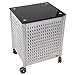 Innovex Archive mobile glass top metal filing cabinet with 3 storage drawers and locking caster wheels, black