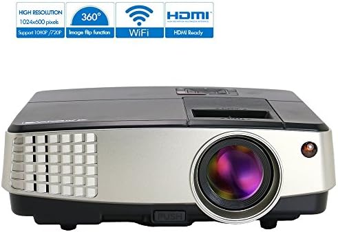 Pico Projector WiFi Wireless LCD Beamer Support 1080P for Home Entertainment Movie Gaming Smartphone DVD Game Consoles