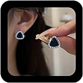 Erimberate Bohemian Crystal Triangle Stud Earrings Black Enamel Triangle Earrings Small Cz Triangle Shape Earrings Rhinestone Geometric Earrings Jewelry for Women