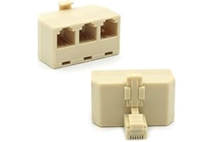 Modular Telephone Splitter Adapter RJ11 6P4C Snap-In Male to Female 3-Way Line Socket Triplex Divider Connector RJ11 Phones P