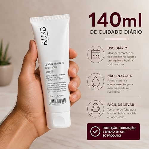 B.URB Leave-In Masculino Kendall 150ml Antifrizz, Proteção Térmica e Hidratação