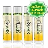 SPF 30 Lip Balm Lipsaver 4 Pack - For Chapped, Sore, Cracked, Extremely Dry Lips – Best Lip Care Balm For Women, Men, Kids, Adults - Broad Spectrum Protection Against UVA & UVB Rays - 4 Pack