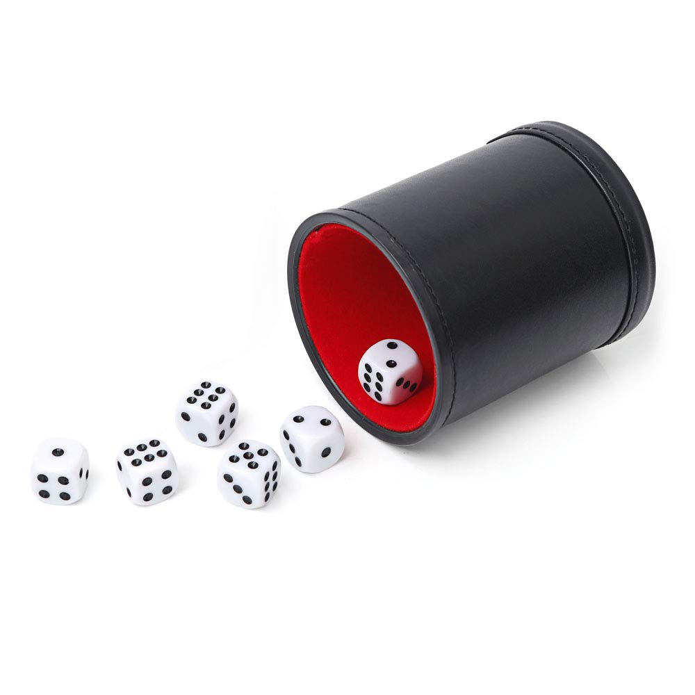  Tuzama Professional PU Leather Dice Cup, Felt Lined, Set with 6 Dot