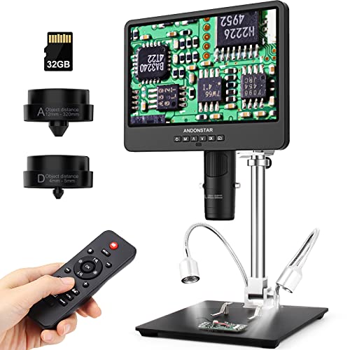 Photo 1 of Andonstar AD249S-M 10.1 Inch HDMI Digital Microscope 2000x for Adults, 3 Lens 2160P UHD Video Record, Soldering Microscope for Electronics Repair, Error Coins, Pro Boom Arm Stand, Windows Compatible