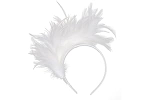 HIWIND Fascinators Hat Feathers Headband for Women Tea Party Cocktail Wedding Headpiece (White)