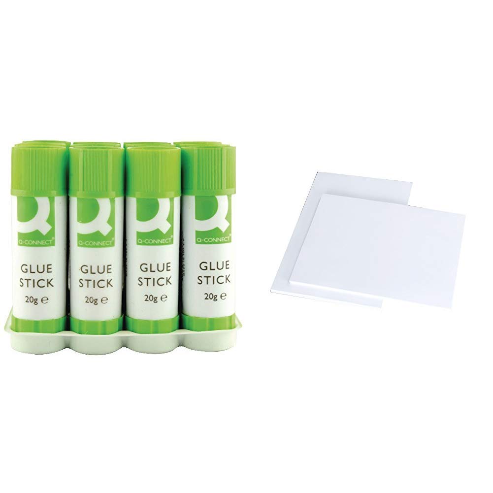Q-Connect Glue Sticks KF10505Q, 20 g - Pack of 12 &House of Card & Paper A4 160 gsm Card - White (Pack of 50 Sheets)