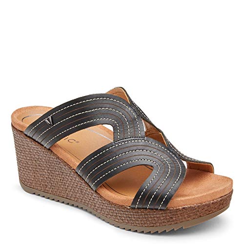 Vionic Women's Malorie Raffia Natural Wedges - Ladies Platform Sandals with Concealed Orthotic Arch Support