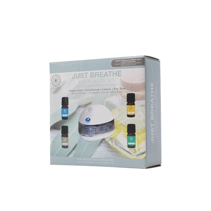 Aroma Essence Just Breathe Essential Oil Diffuser Includes 4 Oils Easy To Use Usb Battery Powered Use On The Go Or At Home Beauty Amazon Com