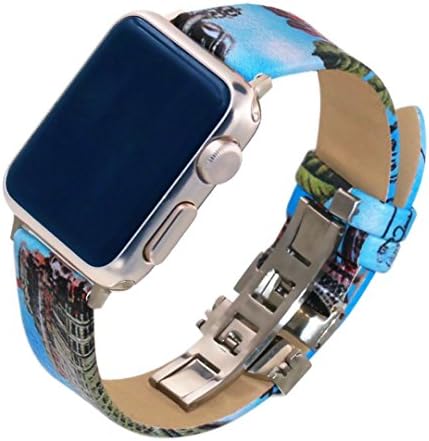 GTDA for Apple Watch Band,High Polymer Fiber Material Handmade Romantic Beautiful Pattern Design Wrist Strap Bracelet Replacement with Butterfly Buckle for iWatch Series 1 / 2,38mm,Blue