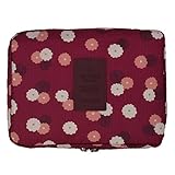 Jiaruo multi-function travel cosmetic bag waterproof Makeup bags (floral burgundy)