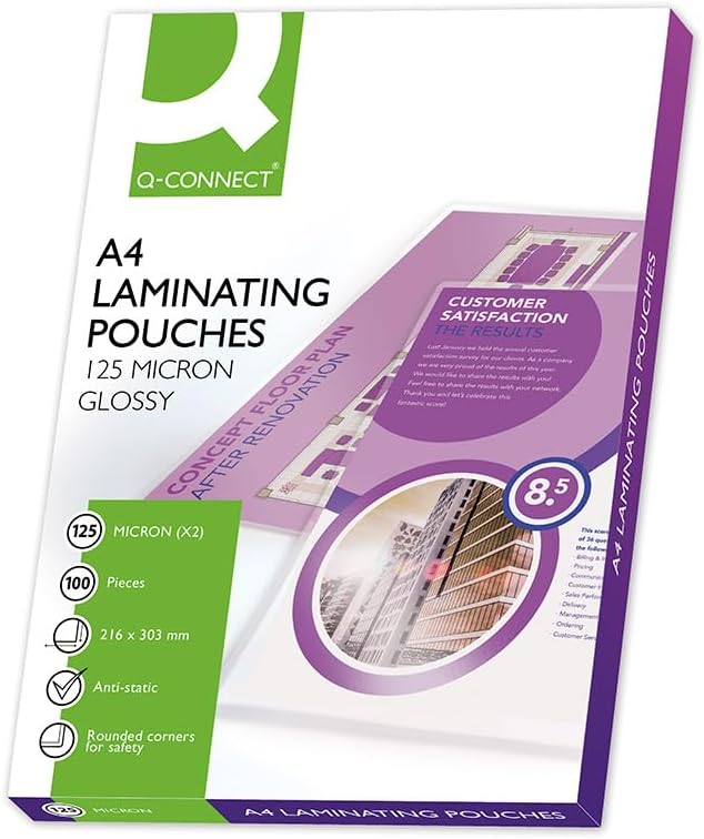Q-Connect A4 Laminating Pouch 125 micron 2 Sides Pack of 100 KF04116