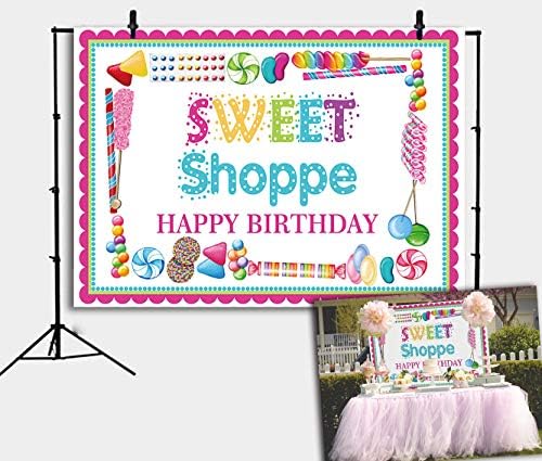 BoTong 5x3ft Sweet Shoppe Candy Donut Party Backdrop Candyland Sweet Shoppe Birthday Photo Background Girls Princess Birthday Kids Studio Porps