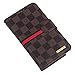 RAYTOP Luxury Brand Designer Brown Checks Leather Cases Covers Wallet for Samsung Galaxy Note 2 N7100 Note2 Card Holder Magnetic Hand Strap Sleek Business Decent Stylish Classy Classic