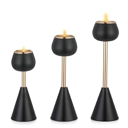 Amazon Com Sziqiqi Black Gold Metal Pillar Candle Holder