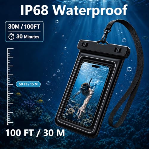 Waterproof Mobile Floating Case 2 Units, IPX8 Floating Mobile Aquatic Case with Adjustable Cord, for 17/16/15/14 Pro Max, Samsung S26 S25 S24 Ultra, Up to 7.5 Inches for Beach Swimming Pool