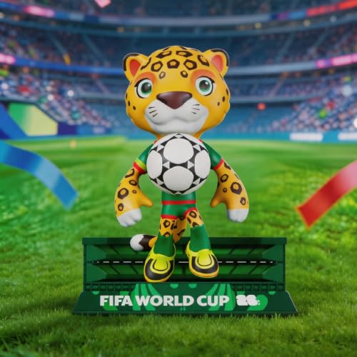 Sanyetral FIFA 2026 Copa Mundial Oficial Licenciada Conjunto de Figurinas de Mascotas de 3 con Caja de Exhibición (Arce, Zayu y Clutch), Figura de Modelo de Mercancía Oficial para Coleccionistas