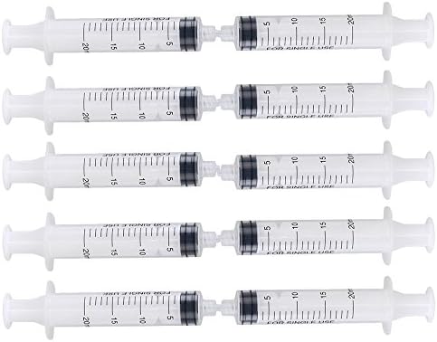 CNBTR 5.12" Transparent Plastic Screw Type 20MLCapacity Liquid Hand Push Dispensing Syringe for Industrial Pack of 10