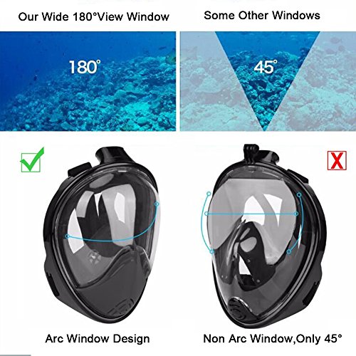 XYIYI Full Face Snorkel Mask Foldable, 180° Panoramic View Scuba Snorkeling Diving Mask with Detachable Camera Mount, Easy Breath Dry Top Set Anti-fog Anti-leak for Adults & Kids(L/XL)