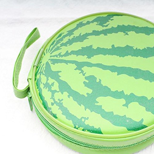 Lzttyee Creative PU Leather Round 24-disc CD Storage Case Bag Portable DVD Organizer Wallet Holder for Home/Car/Office (Watermelon) - Thumbnail 2