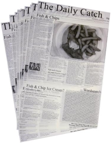 Greaseproof Paper Squares - Newspaper Print Pack quantity: 500, Weiß, 270x 420mm