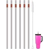 KLOWOAH Replacement Straws for Owala 40oz Tumbler, with 1 Brush,6 Pack (Grey-orange)