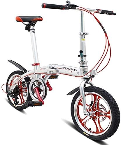 新作入荷 16インチ折りたたみ自転車 男子女子学生6速ダブルディスクブレーキ折り畳み式自転車 アルミ合金の軽量ポータブルバイク