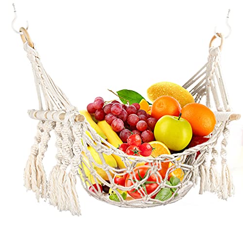 Hanging Fruit Hammock, Macrame Fruit Hammock for Kitchen Under
