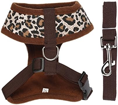 Easywin Comfort Control Canvas 100% Cotton Pet Dog Walking Harness With Leash, Padded Vest, Lightweight, No More Pulling, Tugging or Choking, for Puppies and Small Dogs -- Leopard, Size S