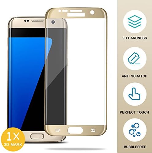 Galaxy S7 Edge Screen Protector,iAlegant S7 Edge Tempered Glass Full Coverage Protection High Definition 3D Curved Film for Samsung Galaxy S7 edge (Gold)