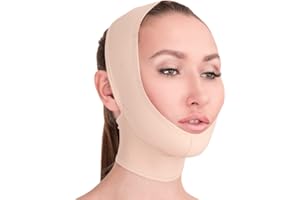 Post Surgical Chin Strap Bandage for Women - Neck and Chin Compression Garment Wrap - Face Slimmer, Jowl Tightening (S)