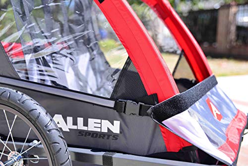 Allen Sports Deluxe 2-Child Steel Bicycle Trailer, Red (Renewed)