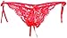 3 Pack of Women's Sexy Sheer Lace Open Crotch Lingerie Panties, White/Black/Red