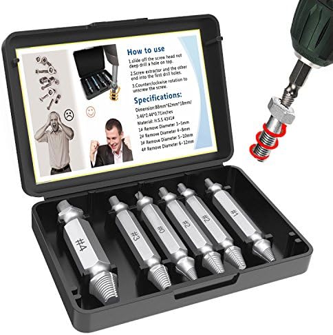 Damaged Screw Extractor - BUIEJDOG 6 Pieces Easy Out Extractor Set - Speed Out Screw Stripped Remover Can Easily Remove Stripped Screw Made of High-Speed Steel