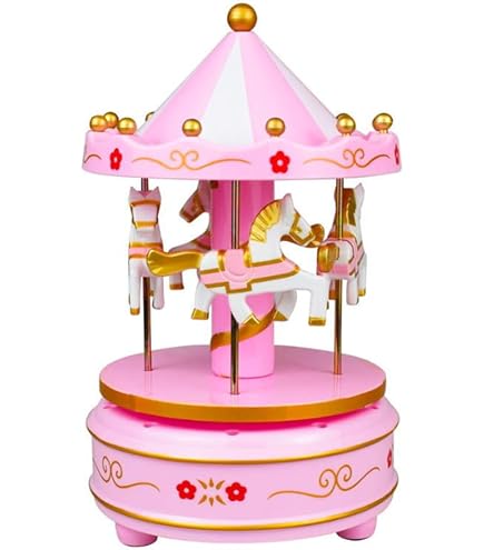 Amazon.com: Rardsay Vintage Pink Wooden Merry-Go-Round Horse