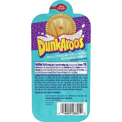 DUNKAROOS VANILLA COOKIES AND VANILLA FROSTING WITH RAINBOW SPRINKLES, 6 CT