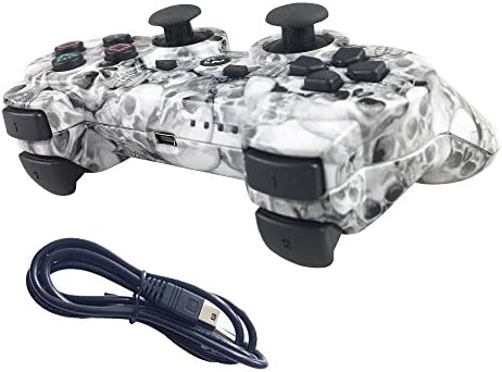 Nesada Wireless Bluetooth Controller For PS3 Double Shock (White Skull)