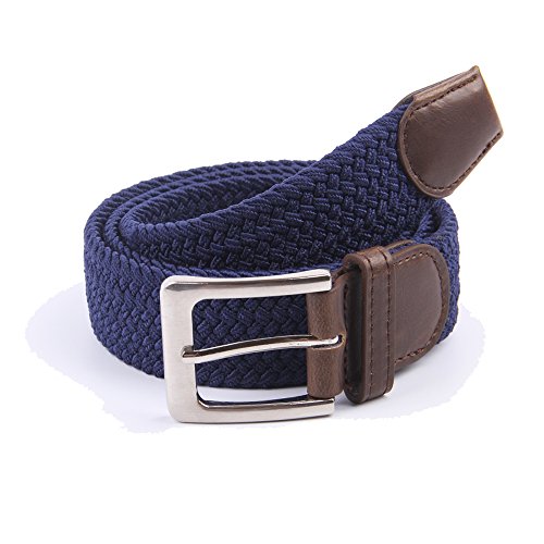 Canvas Elastic Fabric Woven Stretch Multicolored Braided Belts 2041-NavyBlue-L