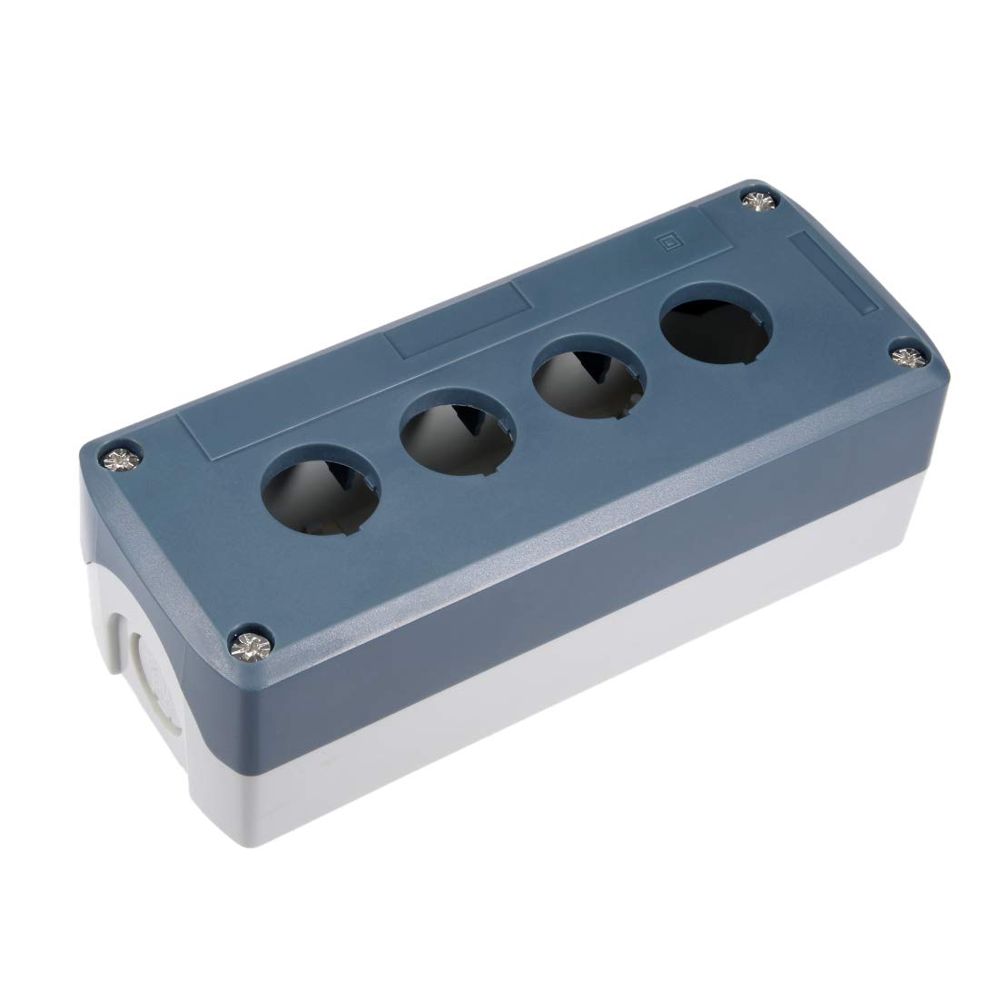 sourcing map Push Button Switch Control Station Box 22mm 4 Button Hole Waterproof Gray and White