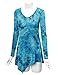 Lock and Love WT1062 Womens V Neck Long Sleeve Tie Dye Handkerchief Hem Tunic M TEAL