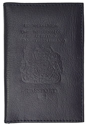 Genuine Leather Passport Wallet Credit card Holder with British Emblem Embossed for International Travel